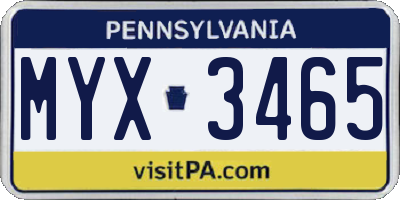 PA license plate MYX3465