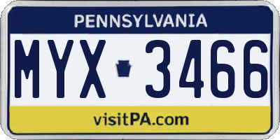 PA license plate MYX3466