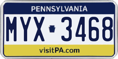 PA license plate MYX3468