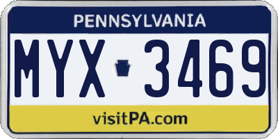 PA license plate MYX3469