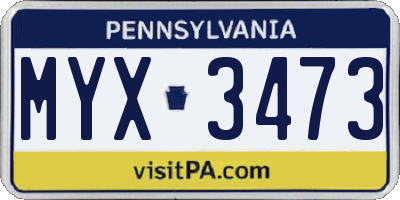 PA license plate MYX3473