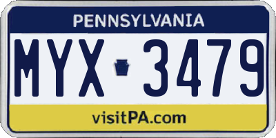 PA license plate MYX3479