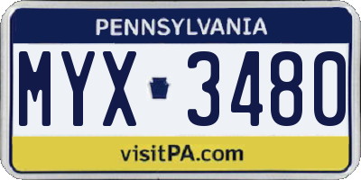 PA license plate MYX3480