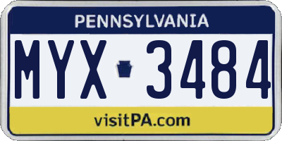 PA license plate MYX3484