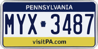 PA license plate MYX3487