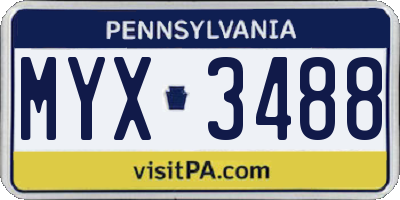 PA license plate MYX3488