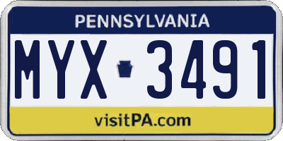 PA license plate MYX3491