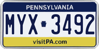 PA license plate MYX3492