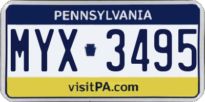 PA license plate MYX3495