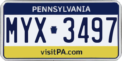 PA license plate MYX3497