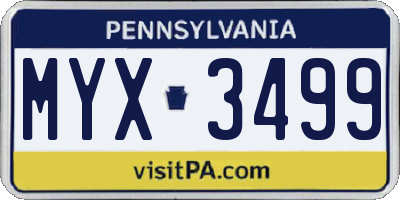 PA license plate MYX3499