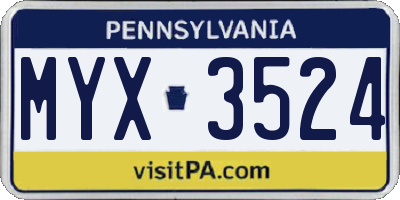 PA license plate MYX3524