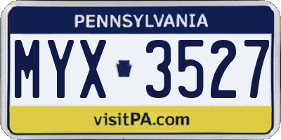 PA license plate MYX3527