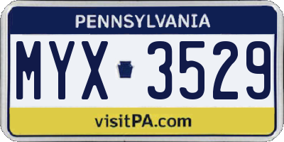 PA license plate MYX3529