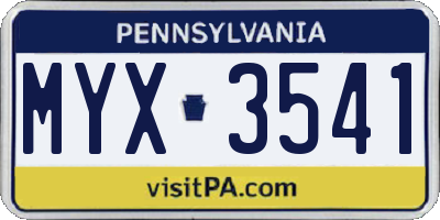 PA license plate MYX3541