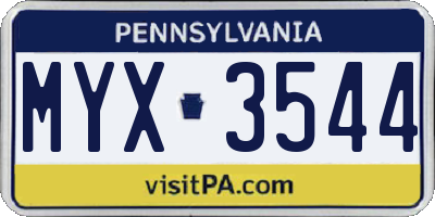 PA license plate MYX3544