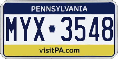 PA license plate MYX3548