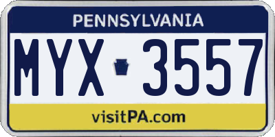 PA license plate MYX3557