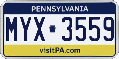 PA license plate MYX3559