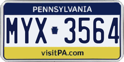 PA license plate MYX3564