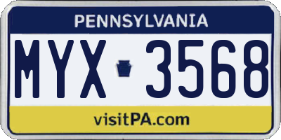 PA license plate MYX3568