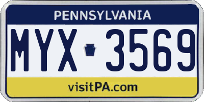 PA license plate MYX3569