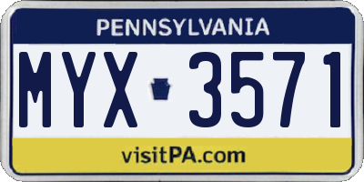 PA license plate MYX3571