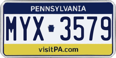 PA license plate MYX3579