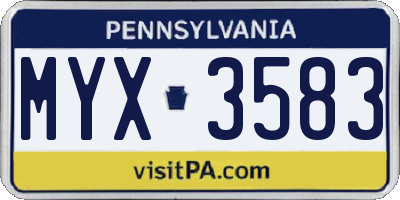 PA license plate MYX3583