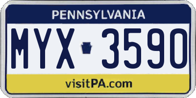 PA license plate MYX3590