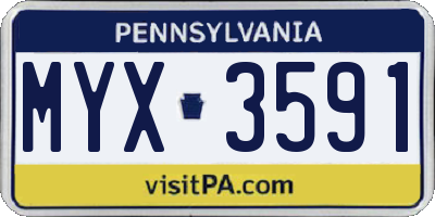 PA license plate MYX3591