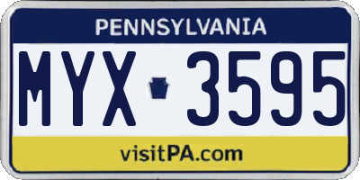 PA license plate MYX3595