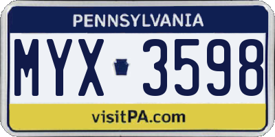 PA license plate MYX3598