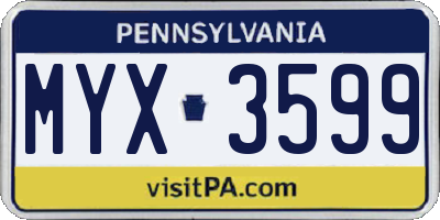 PA license plate MYX3599