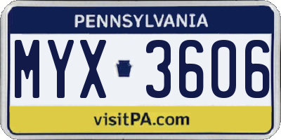 PA license plate MYX3606