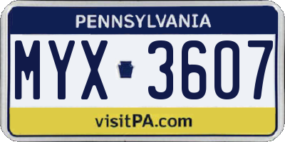 PA license plate MYX3607