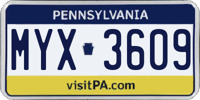 PA license plate MYX3609