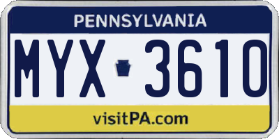 PA license plate MYX3610
