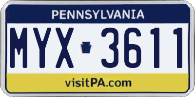 PA license plate MYX3611