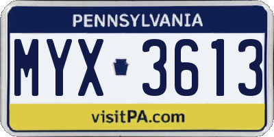 PA license plate MYX3613
