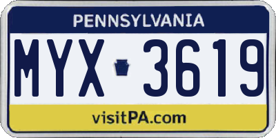 PA license plate MYX3619