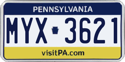 PA license plate MYX3621