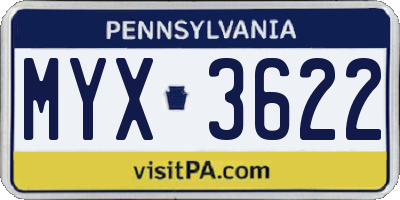 PA license plate MYX3622