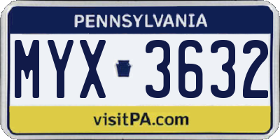 PA license plate MYX3632
