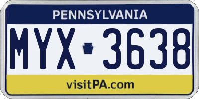 PA license plate MYX3638
