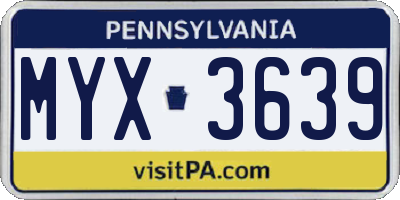 PA license plate MYX3639