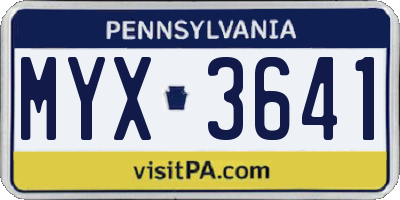 PA license plate MYX3641