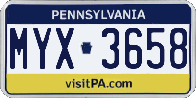 PA license plate MYX3658