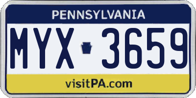 PA license plate MYX3659