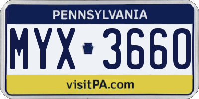 PA license plate MYX3660